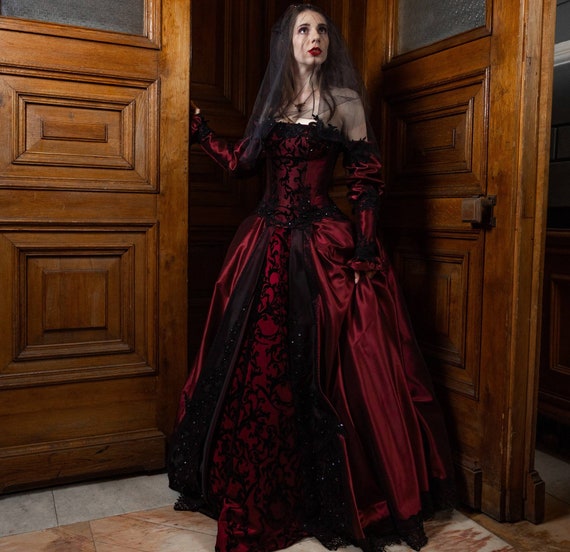 Medieval Gothic Black Black Ballgown Wedding Dress With Long Sleeves, Lace  Applique, And Vintage Victorian Masquerade Style From Sexybride, $186.54 |  DHgate.Com