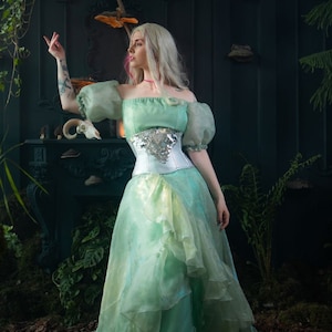 Green dress with corset. Fantasy mermaid dress