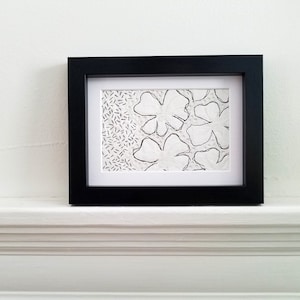 Abstract Textile Art Wall Art White Collage with Black Embroidery
