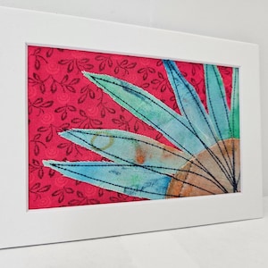 Modern Flower Art Collage Textile Art Wall Art 5x7