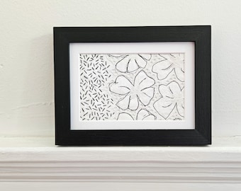 Abstract Botanical Textile Wall Art Fiber Art White Black Embroidered Flowers