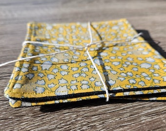 Yellow Flower Fabric Machine Washable Coasters