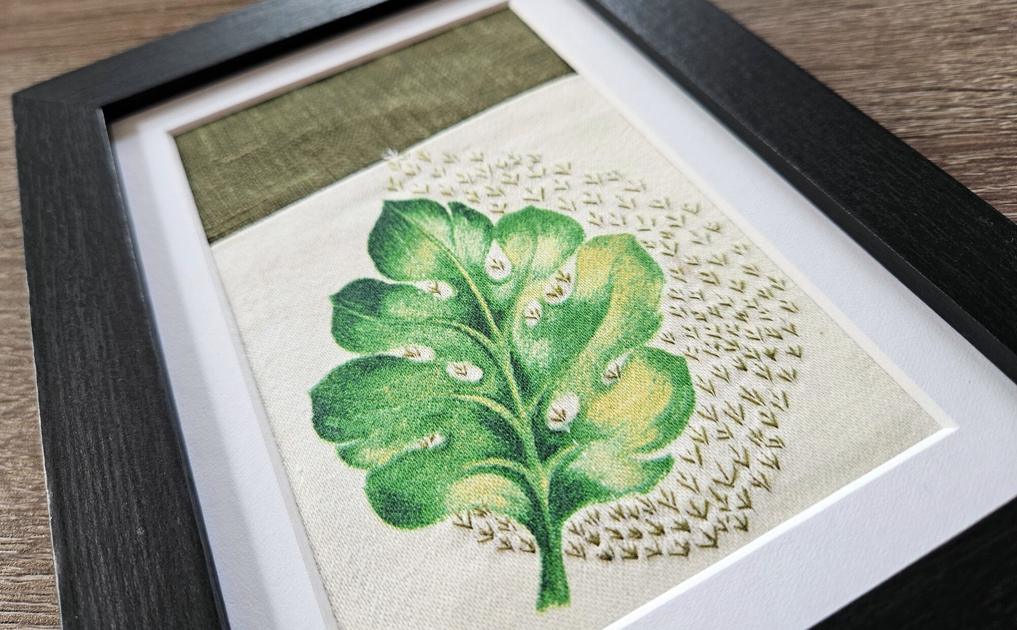 Abstract Botanical Textile Wall Art Fiber Art Green White Embroidery - Etsy