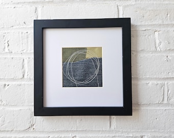 Abstract Fiber Art: Contemporary Textile Collage, 8x8 Wall Decor