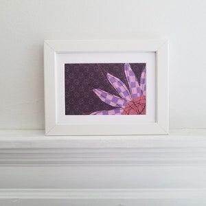 Flower Textile Collage Fiber Wall Art