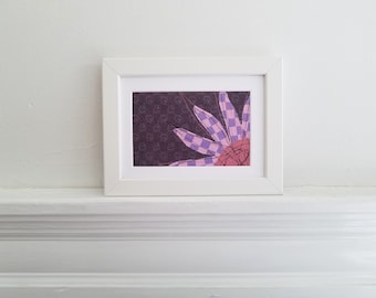 Flower Textile Collage Fiber Wall Art