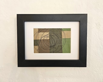 Abstract Fiber Art: Reclaimed Cotton & Linen Textile Collage