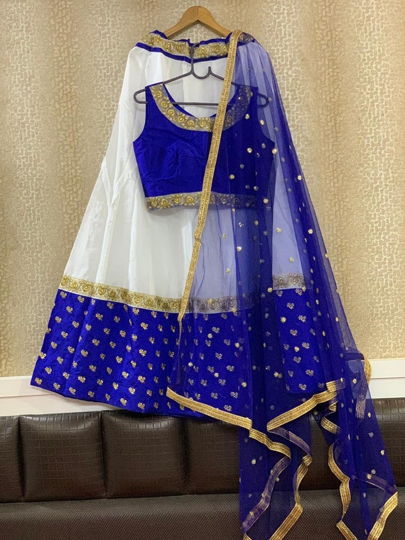 white ghagra choli dress