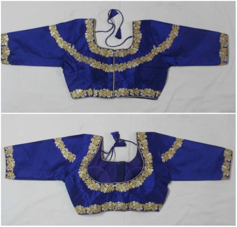 Designer Ready-made New Banglori Wedding Saree Floral Embroidery Stitched Blouse Crop Sari Top Party Wear Work For Women 34 Sleeves