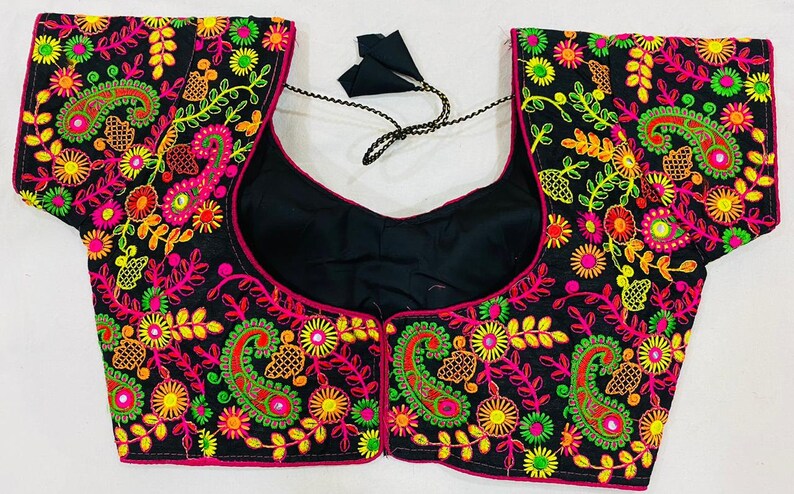 Designer Heavy Embroidery Readymade Blouse Party Wear Wedding Saree Stitched Crop Sari Top Back open Hooks