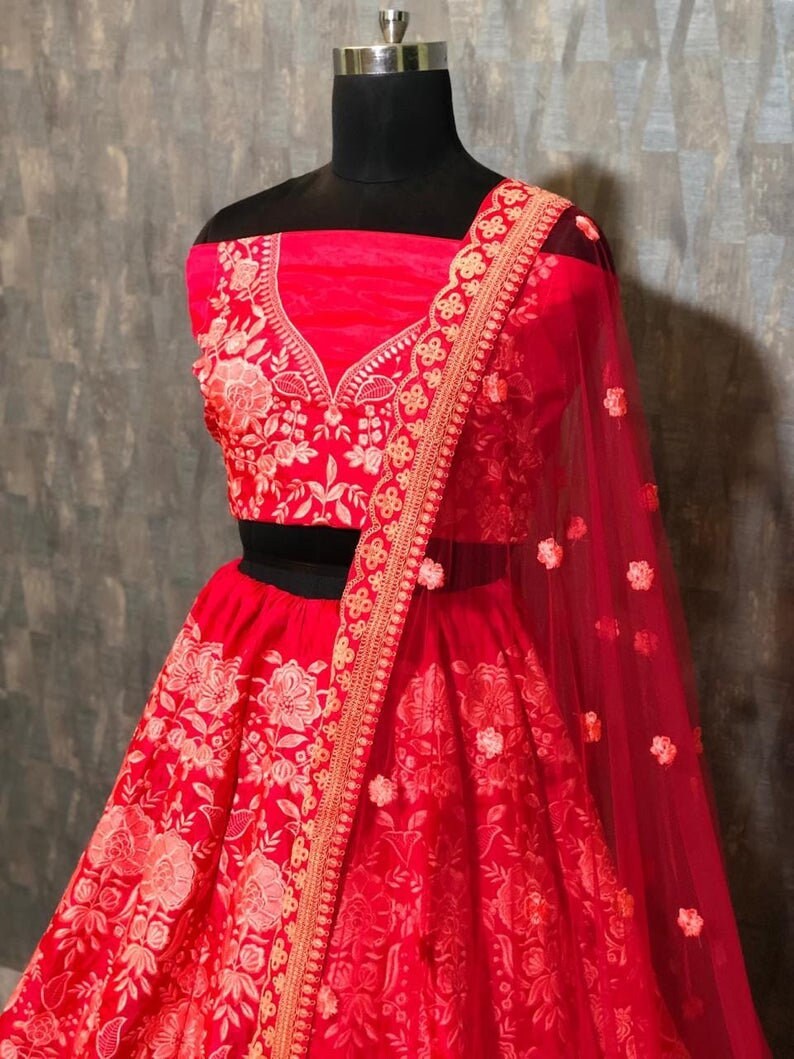 Tapetta Silk embroidery lehenga choli heavy embroidery ghagra choli designer lehenga choli summer wedding indian women lehenga
