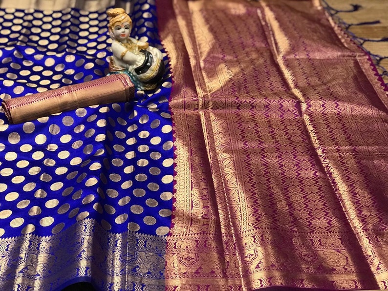Beautiful Banarsi Silk saree With Unstitched Running Blouse for women Wedding wear Party wear Festive Wear sari