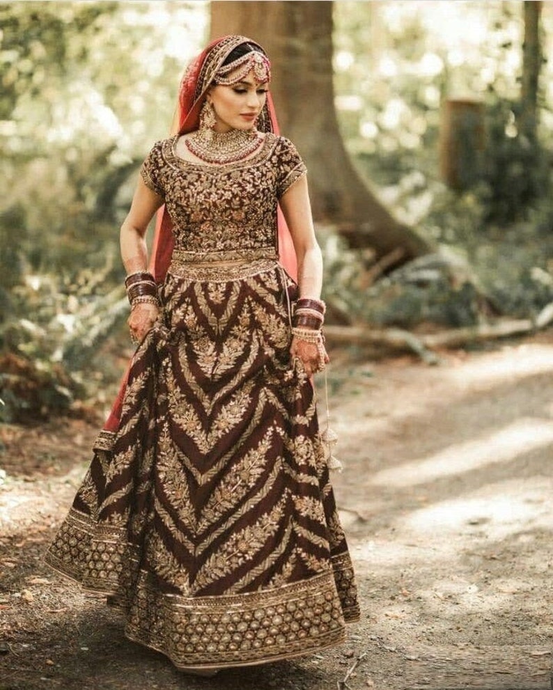bridal lehenga choli for women indian pakistani wedding dress heavy embroidery work skirt ghagra chaniya choli