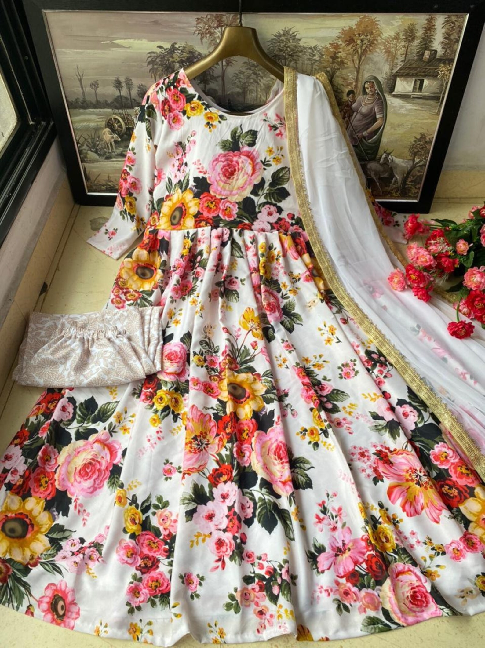 white frock with dupatta