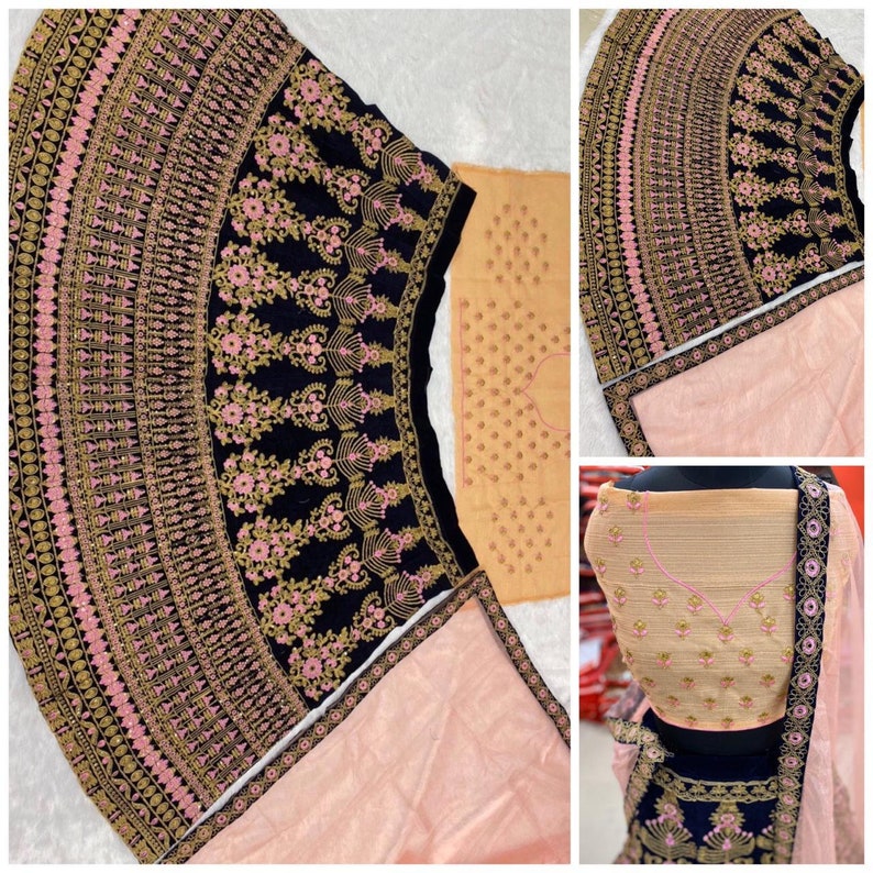 Modern /& Beauty Women/'s Partywear Dresses Embroidered Velvet Lehenga Choli Heavy Embroidery Work For India wedding wear dress