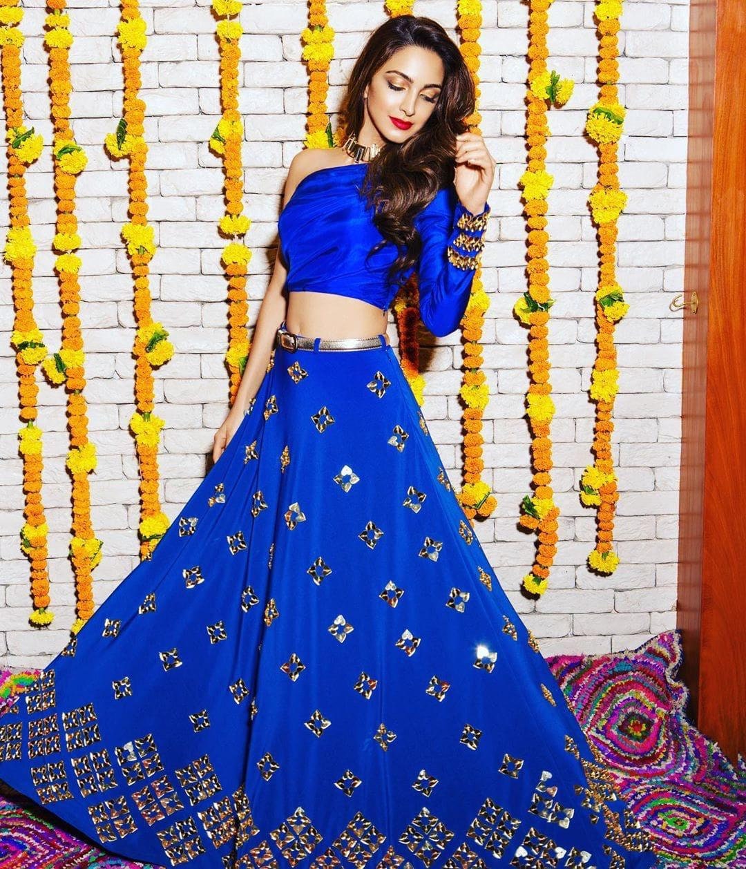 blue lehenga look