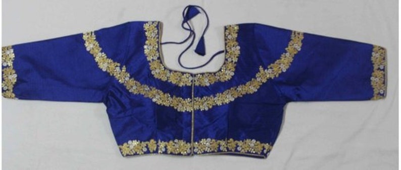 Designer Ready-made New Banglori Wedding Saree Floral Embroidery Stitched Blouse Crop Sari Top Party Wear Work For Women 34 Sleeves