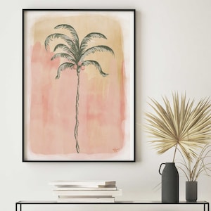 Simple Palm Tree Tropical Art Print - Quality Artist Grade Card Stock - Wall Art Tropical Beach Boho Home Decor Art