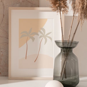 Descarga digital Simple Palmeras Arte imprimible Sutil Arte pared Arte Tropical Playa Boho Decoración del hogar, Arte de palmera