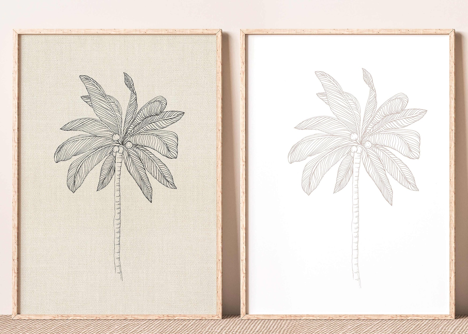 Linen Look Palm Tree Art Simple Modern Palm Tree Wall Art Etsy Australia