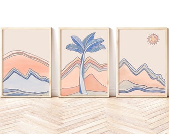 3 x Téléchargement numérique Tropical Abstract Wall Prints - Nursery Wall Art Tropical Beach Boho Home Decor