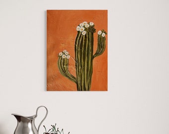 Art de fleurs de cactus, nature morte, décoration de maison de style moderne, art mural original et lumineux, décoration tropicale, décoration d'intérieur, western