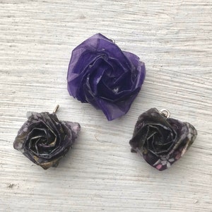 Handmade Origami 3 Roses set purple