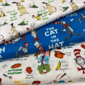 Dr. Seuss Cat in the Hat cotton Fabric. 100% cotton