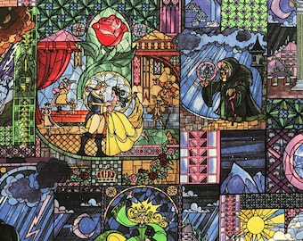 美女と野獣のステンドグラス風生地 - Etsy 日本