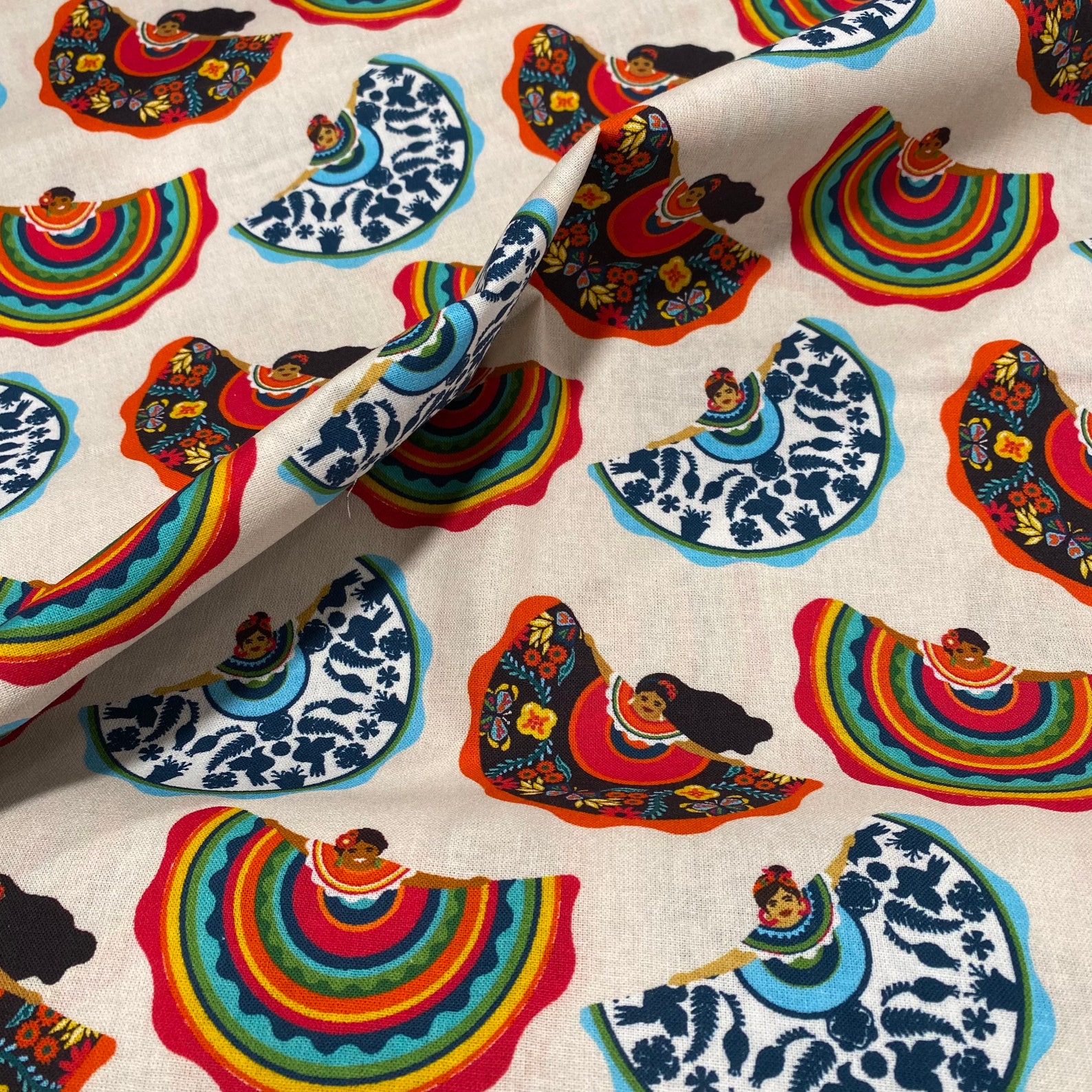 Spanish Color Gradient Textile Pattern Latino Cotton Fabric. Hispanic Heritage Fabric. Spanish Fabric 100% ...