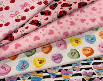 Stoffencollectie hartenthema Valentijnsdag 100% katoen