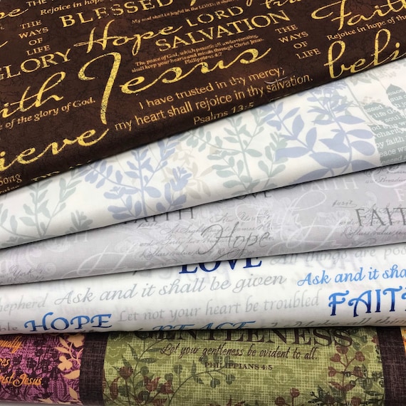 Christian Fabric With Bible Verses Etsy