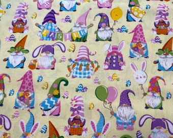Colección de telas "Gnomos Felices de Pascua", 100 % algodón. Se vende por media yarda.
