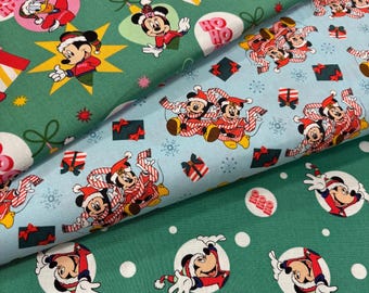 Mickey and Minnie Mouse Christmas fabric collection. 100% cotton