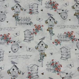 Christian Fabric Bee Honey theme with Proverbs 16. 100% cotton.