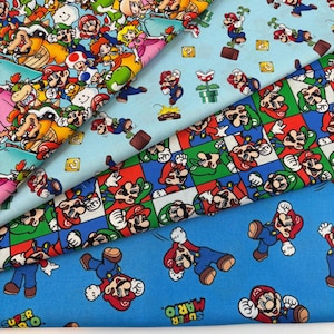 Kolekcja materiałów Super Mario Bros. 100% bawełny.