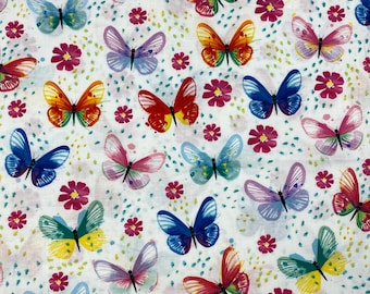 Watercolor print fabric.  Watercolor Flowers Fabric. 100% cotton