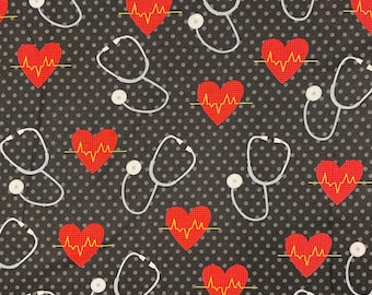 Medical print fabric. 100% cotton. Sold by the half yard.