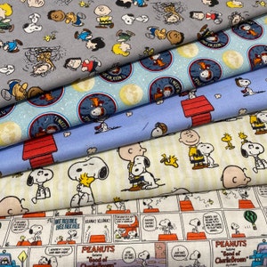 Tissu en coton Snoopy et Charlie Brown
