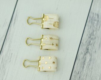 Pen Loop clip, gold clip, pen holder, planner,  bujo, notebook, accessories, cream, TN, arrow, feather, gold polkadot, bullet journal, dots