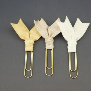 Planner Paper clip, paper clip, bookmark, planner tab, accessories, ribbon flag,  planner clips, white, yellow, gold, tag, flag,