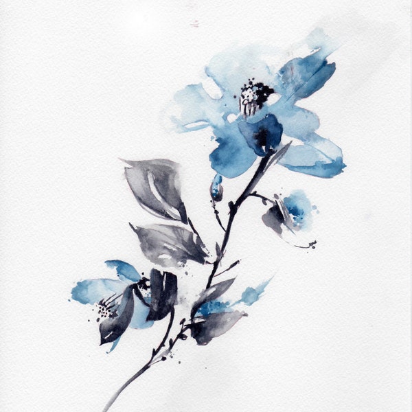BLUE FLOWER SUMI-E