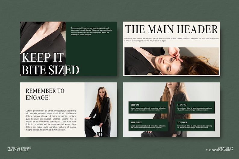 53 Page Luxury Aesthetic Slide Deck Webinar Creator | Editable Canva Template | Emerald Green Beige l Modern Minimal Online Course Template