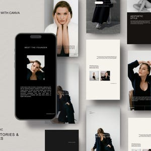 50 Minimalist Aesthetic Instagram Stories and Reels | Editable Canva Template | Beige Grey Cream Black l Business Social Media Template