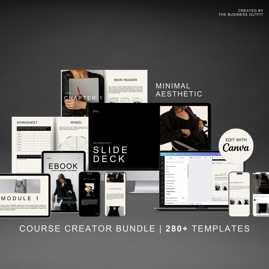 Minimalist Course Creator Bundle | 280+ Editable Canva Template | Ebook ...