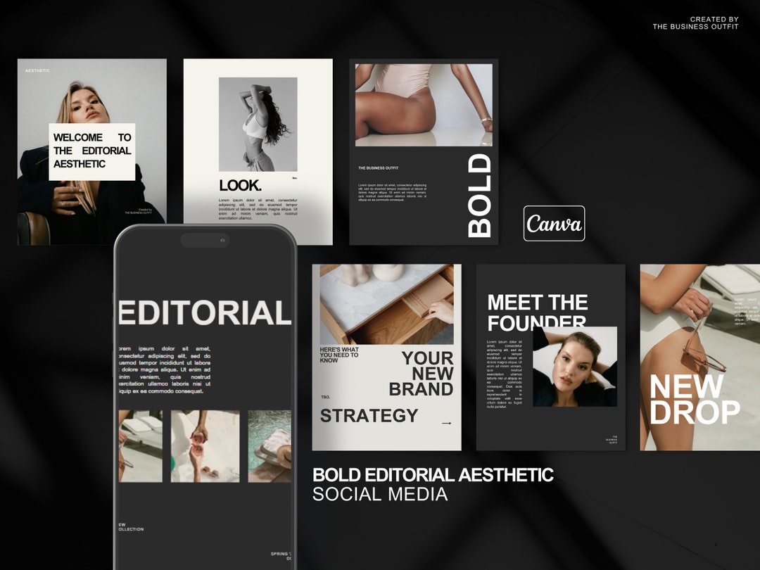150 Bold Editorial Aesthetic Instagram Posts | Editable Canva Template ...
