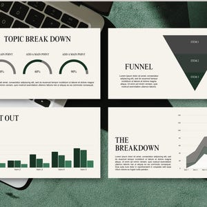 53 Page Luxury Aesthetic Slide Deck Webinar Creator | Editable Canva Template | Emerald Green Beige l Modern Minimal Online Course Template