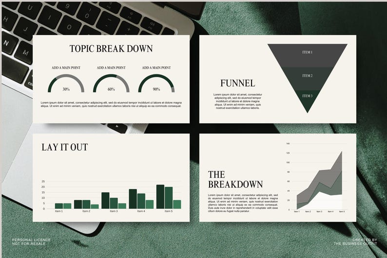 53 Page Luxury Aesthetic Slide Deck Webinar Creator | Editable Canva Template | Emerald Green Beige l Modern Minimal Online Course Template