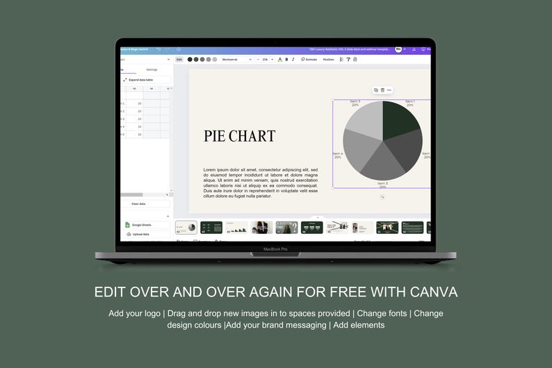 53 Page Luxury Aesthetic Slide Deck Webinar Creator | Editable Canva Template | Emerald Green Beige l Modern Minimal Online Course Template