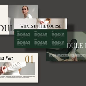 53 Page Luxury Aesthetic Slide Deck Webinar Creator | Editable Canva Template | Emerald Green Beige l Modern Minimal Online Course Template